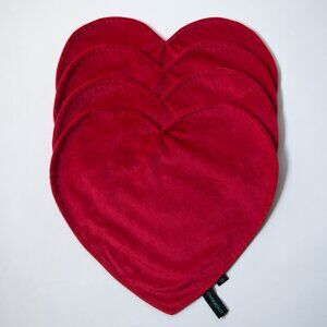 4 Cynthia Rowley Heart Shaped Red Velvet Placemats | Valentine's Day Love